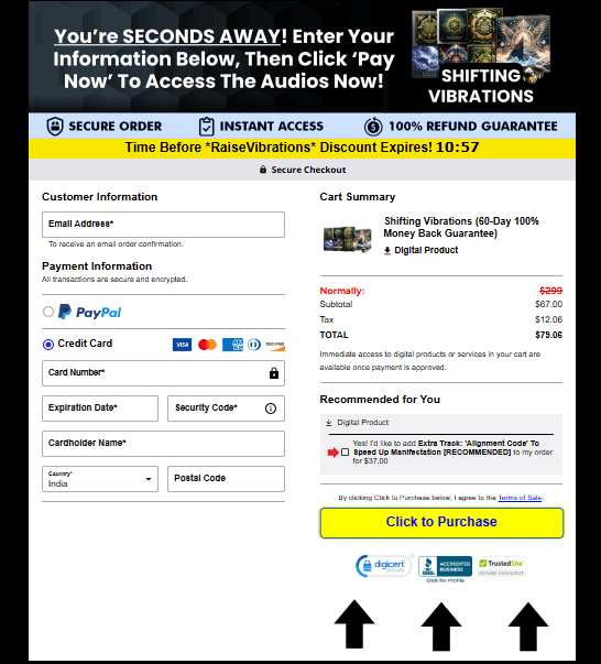 Shifting Vibrations Checkout Page